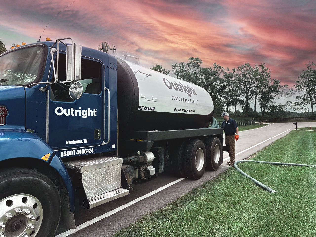Outright Septic technician with pump truck